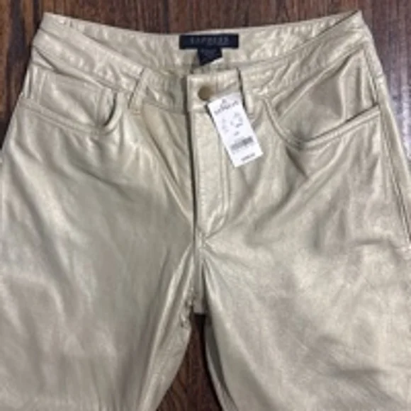 Women's Express Leather Pants, Size 5/6, Gold